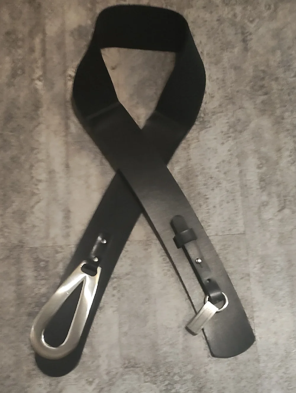 Cleo's Adjustable Black Ladies Belt with Silver Hardware - Picture 1 of 4